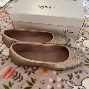 Style & Co. Women's Glitter Flats - Gold